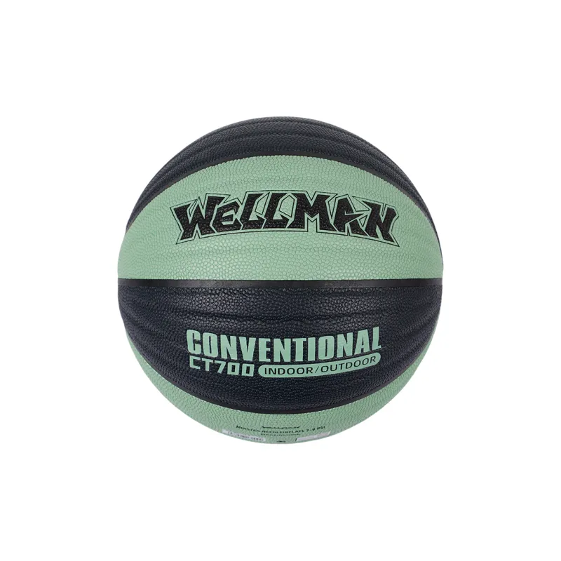 WELLman PU Basketball Black Green Size 7 Training Unisex-5
