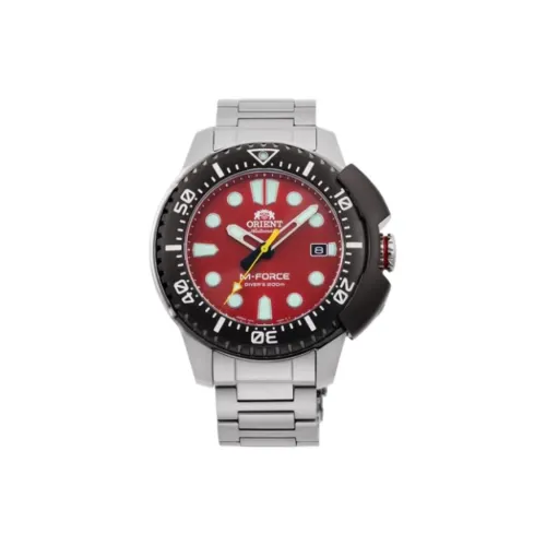 ORIENT Automatic Mechanical Movement Stainless Steel Strap Watch 45mm Men's Watches Red Watch Dial