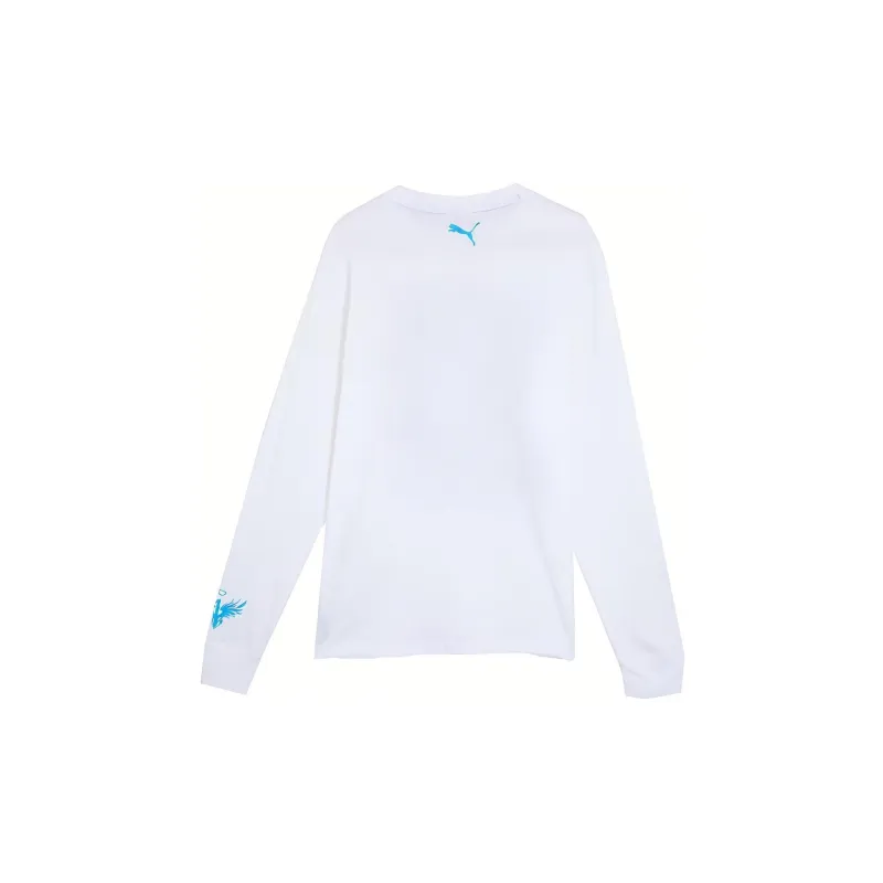 PUMA MELO BLUE HIVE LS TEE T Shirt Men's White-1