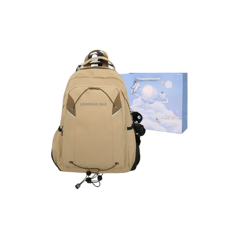 Duoluplo Doron Paul Nylon Backpack Unisex White/Black/Khaki/Lake Blue-16