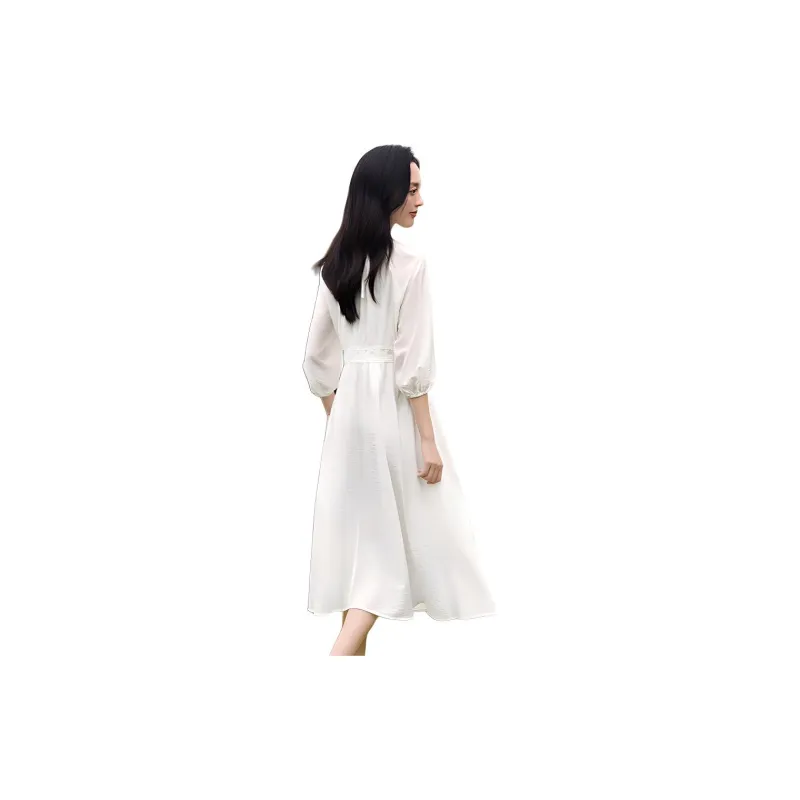 Mo Han Yi Mei Long Sleeved Dress Women's Raw White-1