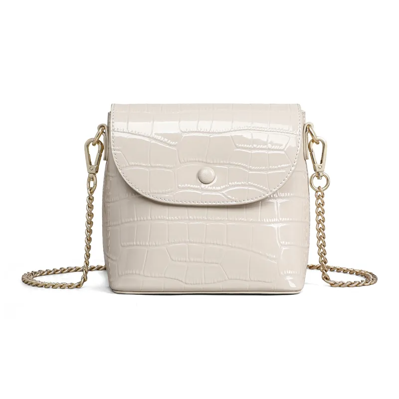 COMELY Cow Leather With Synthetic Leather Crossbody Bag Small Size Women's Ecru/Black-1