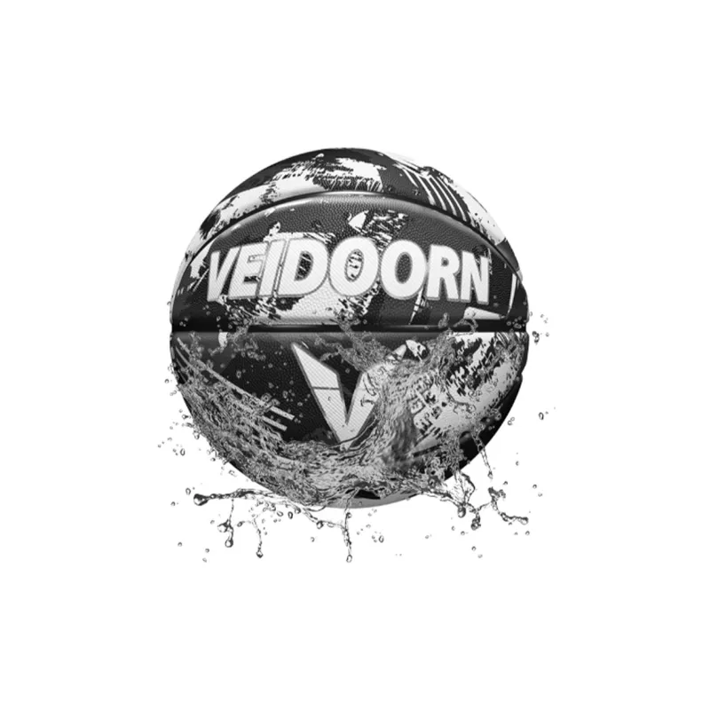 VEIDOORN PU Basketball Black White Size 7 Training Unisex-5