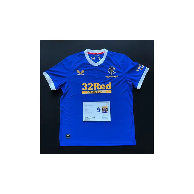 EM Gascoigne Glasgow Rangers 2021-2022 Season Jersey Includes Certification Certificate Not Framed Football Jerseys-1