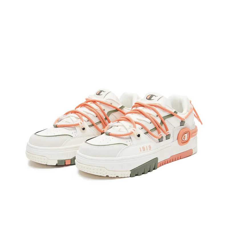 Champion Essentials Collection Bumper V1 Low Top Skateboard Shoes Women's White Orange-2