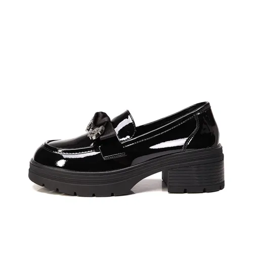 Bull charm Loafers Women's Black