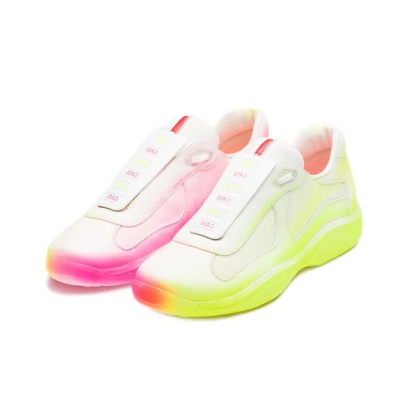 Cass x PRADA Rel3ase Slip-Resistant Low-Top Athletic Shoes Unisex Neon Yellow Pink Gradient-2