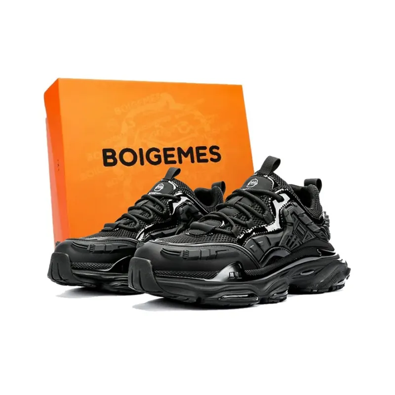 BOIGEMES Chunky Sneakers Men Low Top Black-15