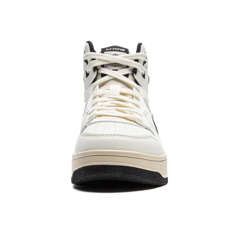 LiNing Tianji SOFT HI Anti Slip Wear Resistant Mid Top Skateboard Shoes Women's White Black-4