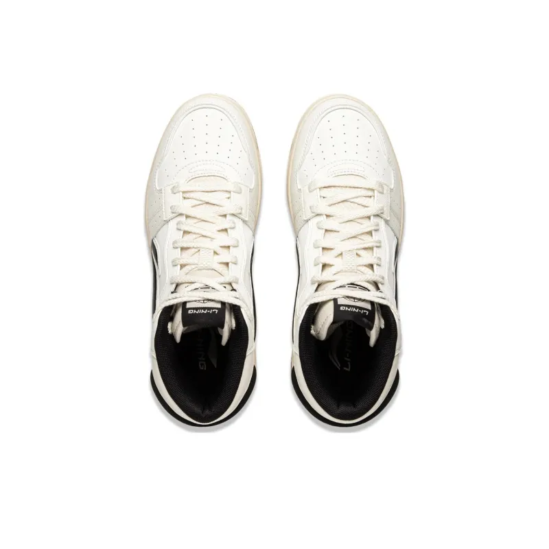 LiNing Tianji SOFT HI Anti Slip Wear Resistant Mid Top Skateboard Shoes Women's White Black-3