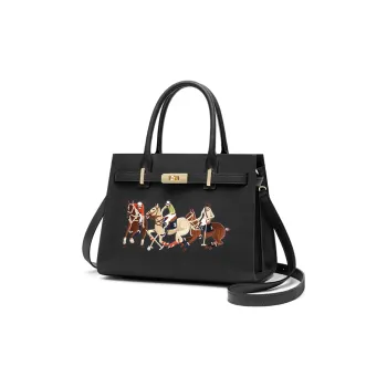 PIERPOLO Cow Split Leather Kelly Bag One Shoulder Handbags Large Size Women's Black/Royal Blue/Burgundy