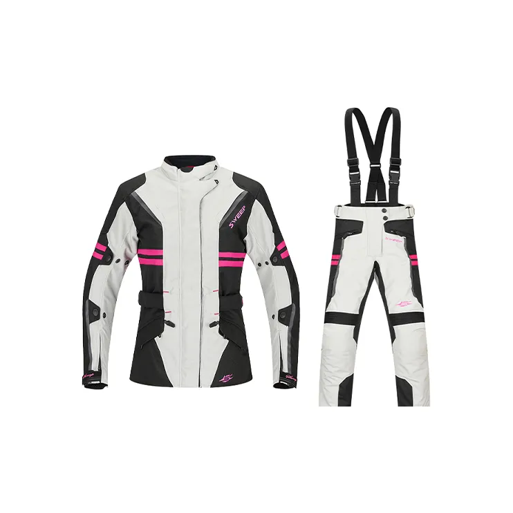 SWEEP Racing Suits / Motorcycle Suits Unisex Janet White Black Pink Top+White Black Pink Pants TJJAN 01-4