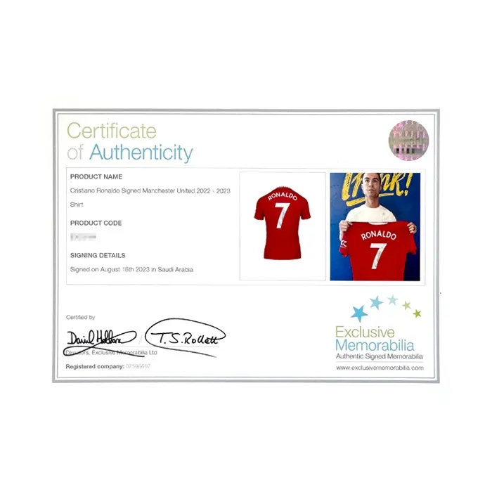 Three For Cristiano Ronaldo Ronaldo Personal Autograph Manchester United Jersey EM Certificate Framed-5