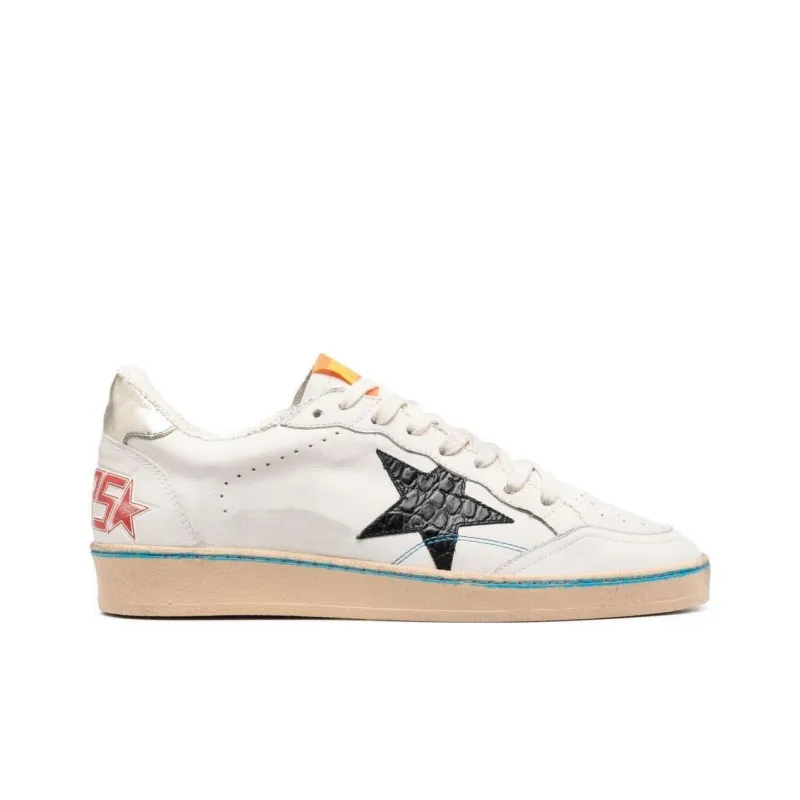 Golden Goose Low Top Skateboard Shoes Men's White Black Vintage Version-1