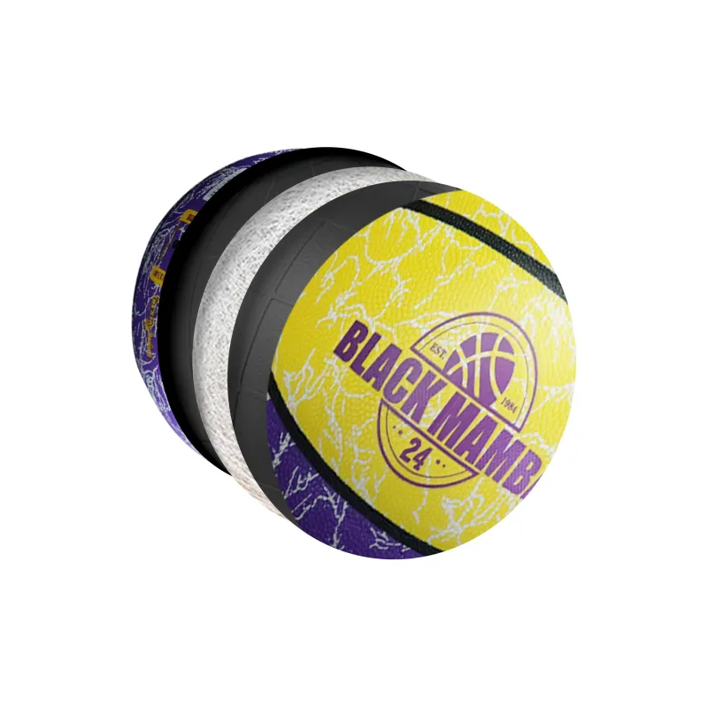 JEEANLEAN PU Basketball Purple Yellow Size 7 Training Unisex-3