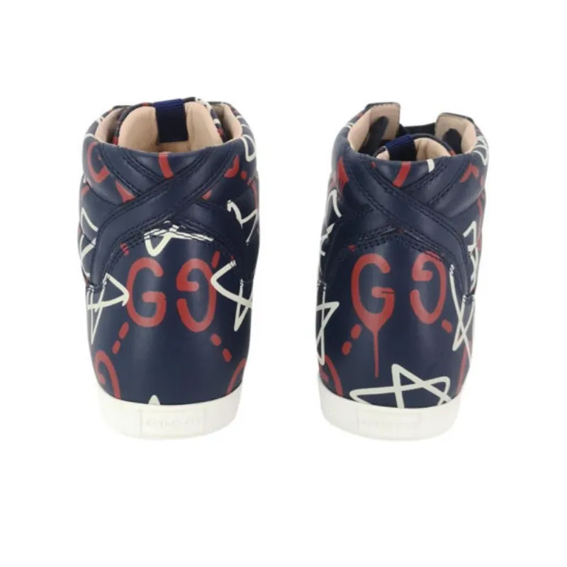GUCCI Ghost High-Top Stylish Skateboarding Shoes Women's Dark Blue-3