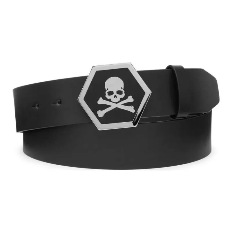 PHILIPP PLEIN Leather Skull buckle Belt-0