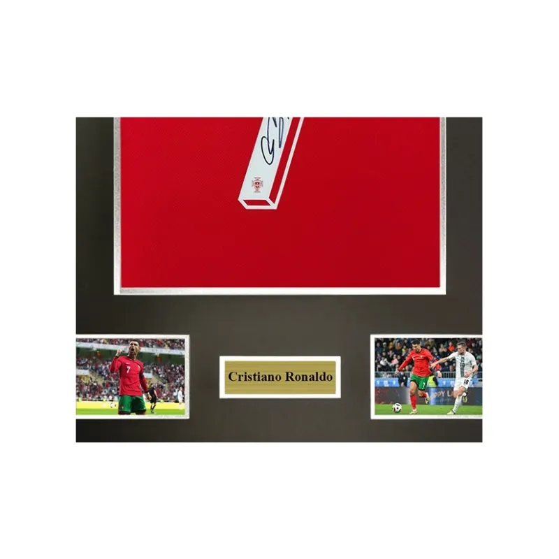 Three For Cristiano Ronaldo Ronaldo 2024 Portugal Team Signed Soccer Apparel Jersey Framed With Certificate-3
