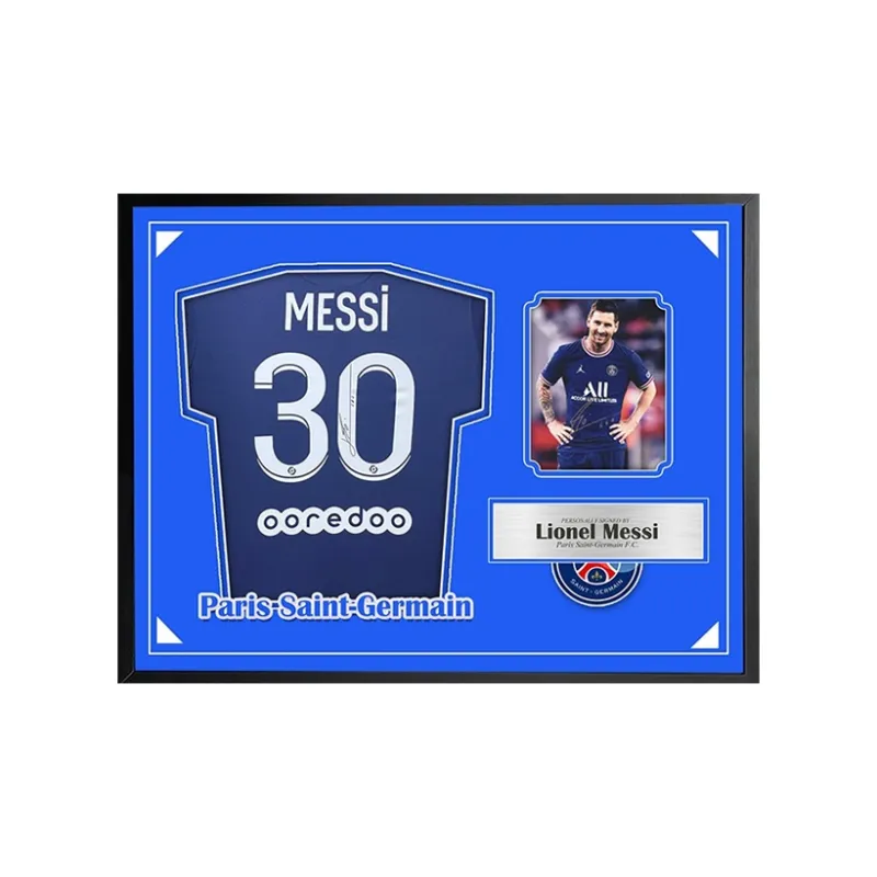 Three For Paris Saint-Germain Leo Messi Signed Soccer Apparel Jersey Photo Combo Set With SA Certificate-2