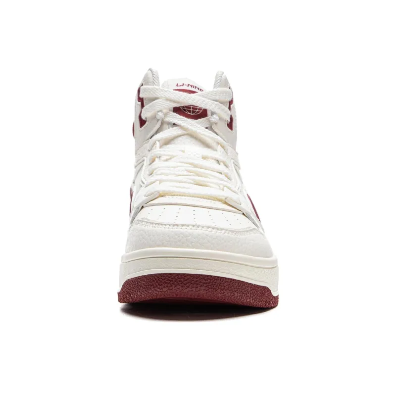 LiNing Tianji SOFT HI Anti Slip Wear Resistant Mid Top Skateboard Shoes Women's White Red-4