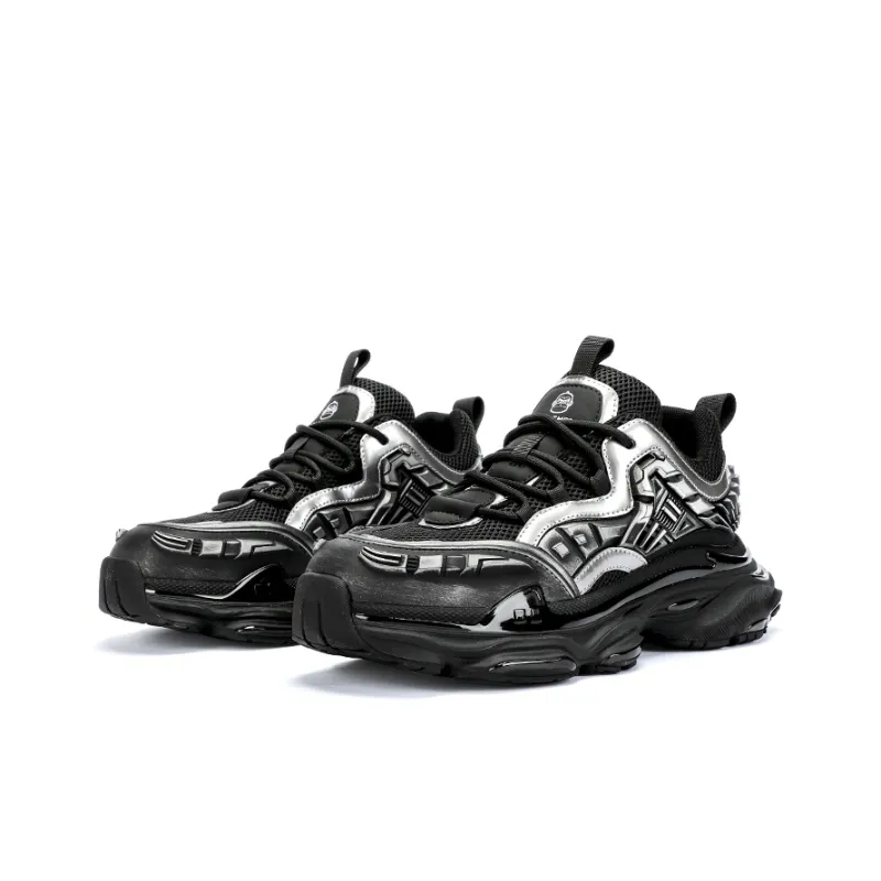 BOIGEMES Chunky Sneakers Men Low Top Black-5