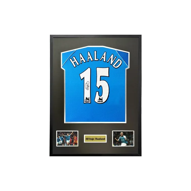Three For 00-01 Manchester City Alf-Inge Haaland Father Hand-Signed Jersey With SA Certificate Framed-1
