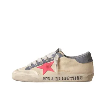 Golden Goose Super-Star Penstar Anti-Slip Wear-Resistant Low-Top Skateboard Shoes Women's Beige Red Vintage Version