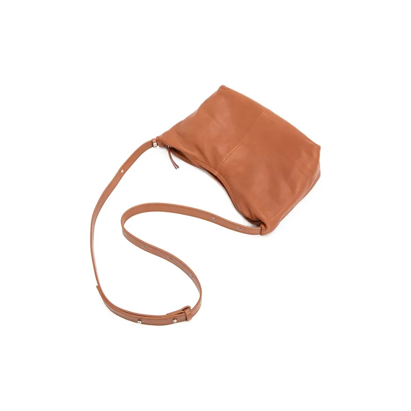 VENOF Sheepskin Dumpling Bag Shoulder Bag Small Size Women's Light Tea Brown/Deep Black/Advanced Red-3