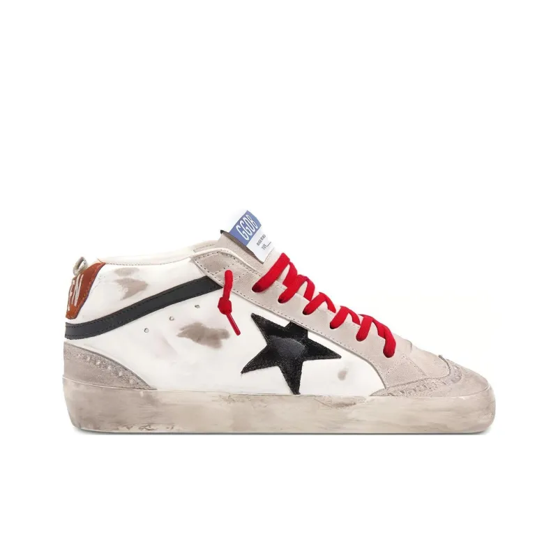 Golden Goose Mid Star Stylish Skateboarding Shoes Men's Gray White Old fashioned-1