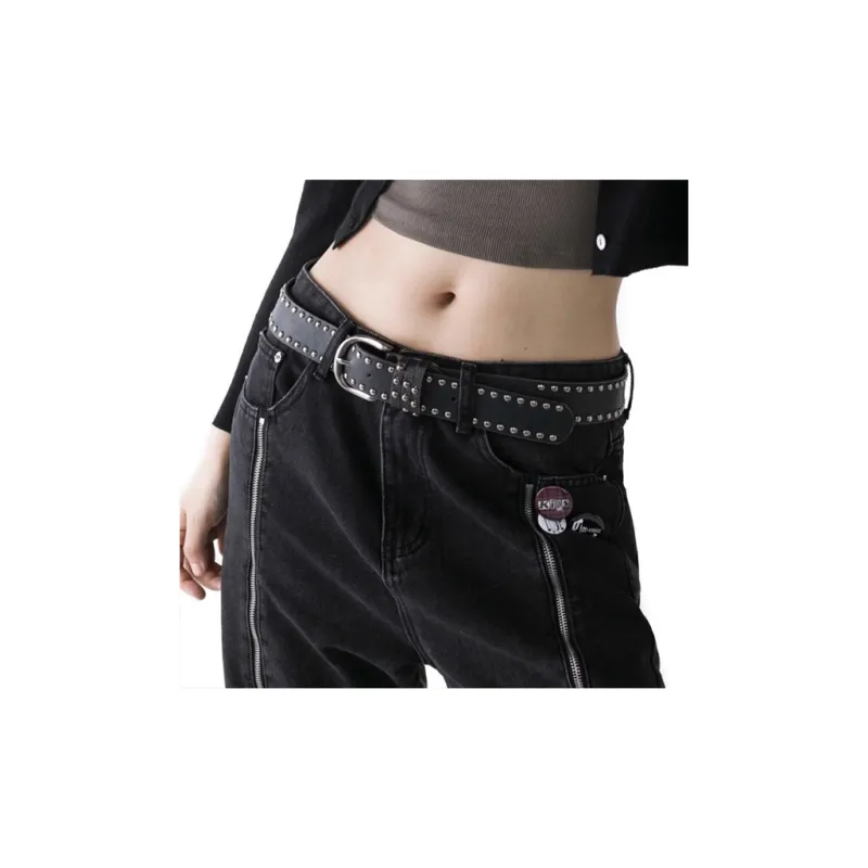 JKEM American Hip Hop Punk Style Thorns Leather Belts Unisex-1