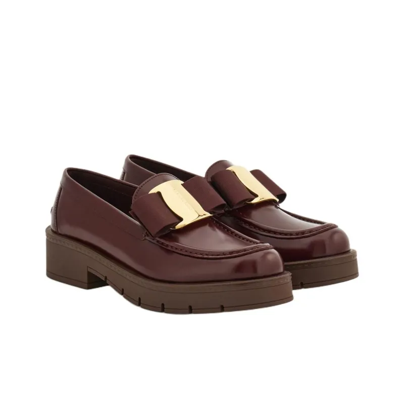 FERRAGAMO Chunky Barabow Loafers Women's Brown-3