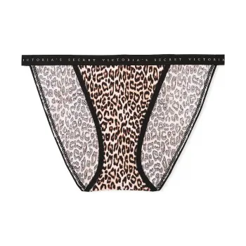 Victoria's Secret Stretch Cotton String Bikini Panty / Marzipan Leopard Underpants Women's 1 Pack Leopard Print
