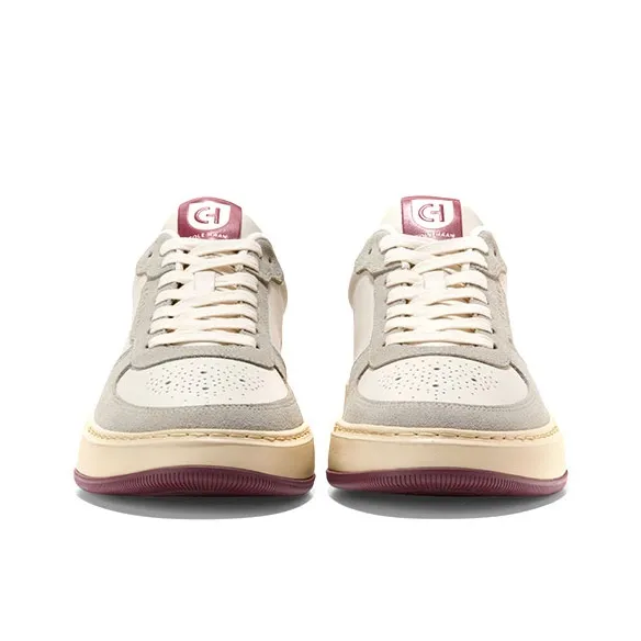 COLE HAAN Low Top Skateboard Shoes Men's White Maroon-4