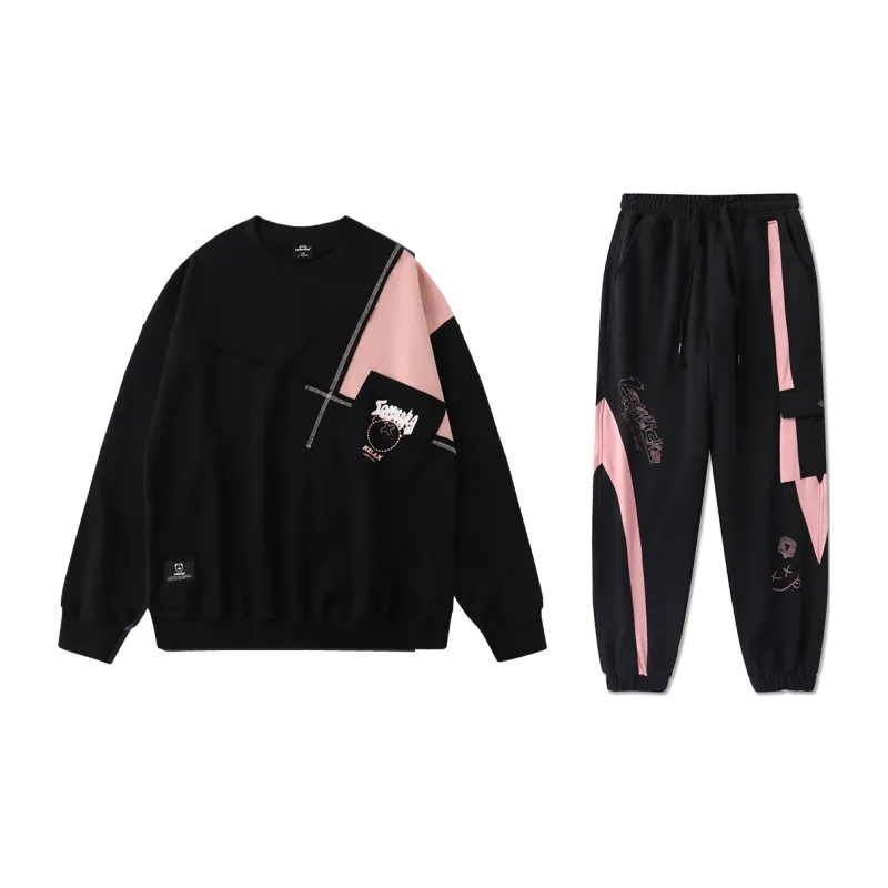 LAMLICKA Sweatshirt Set Unisex Black Pink-1