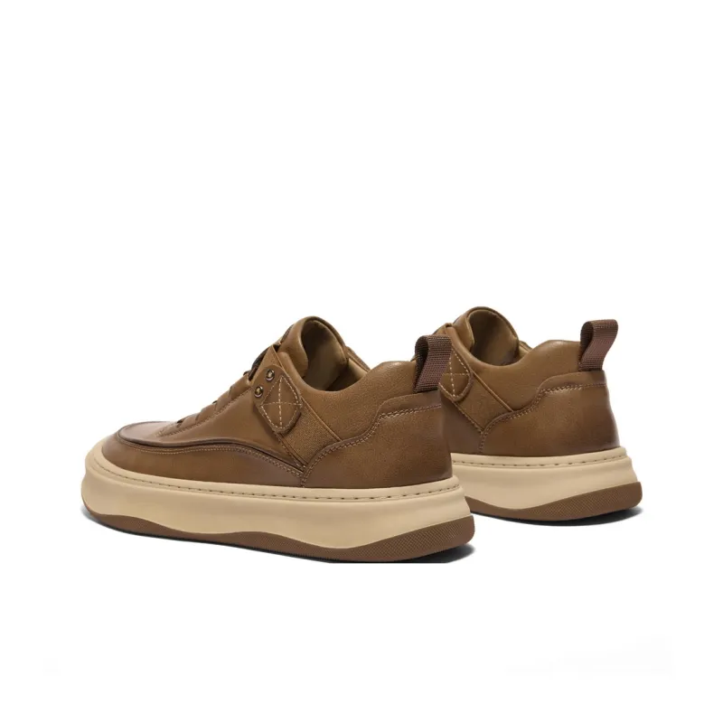 BELLE Anti Slip Wear Resistant Low Top Skateboard Shoes Men's Brown, Black-4