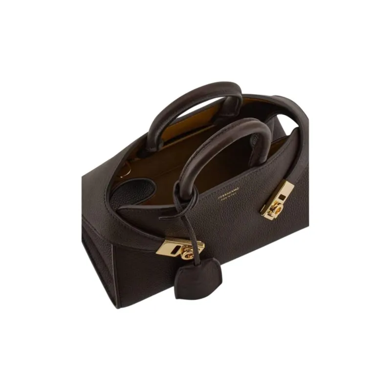 FERRAGAMO Calfskin Handbag Mini Women's Coffee-3