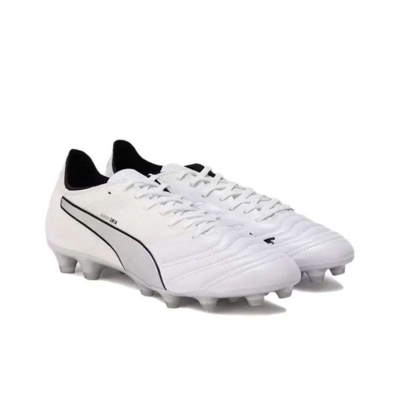 PUMA King Mirai HG Rubber Short Studs Artificial Ground Slip Resistant Soccer Shoes Men's White-3