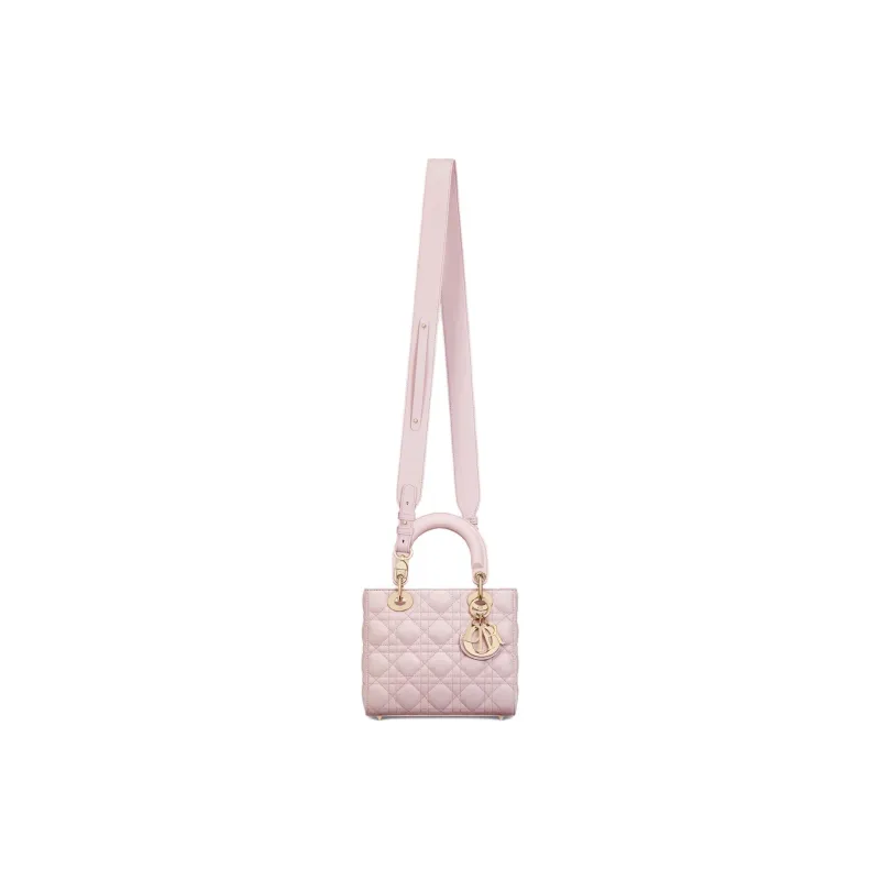 DIOR Small Lady DIOR Lambskin Handbag Women's Pink-4