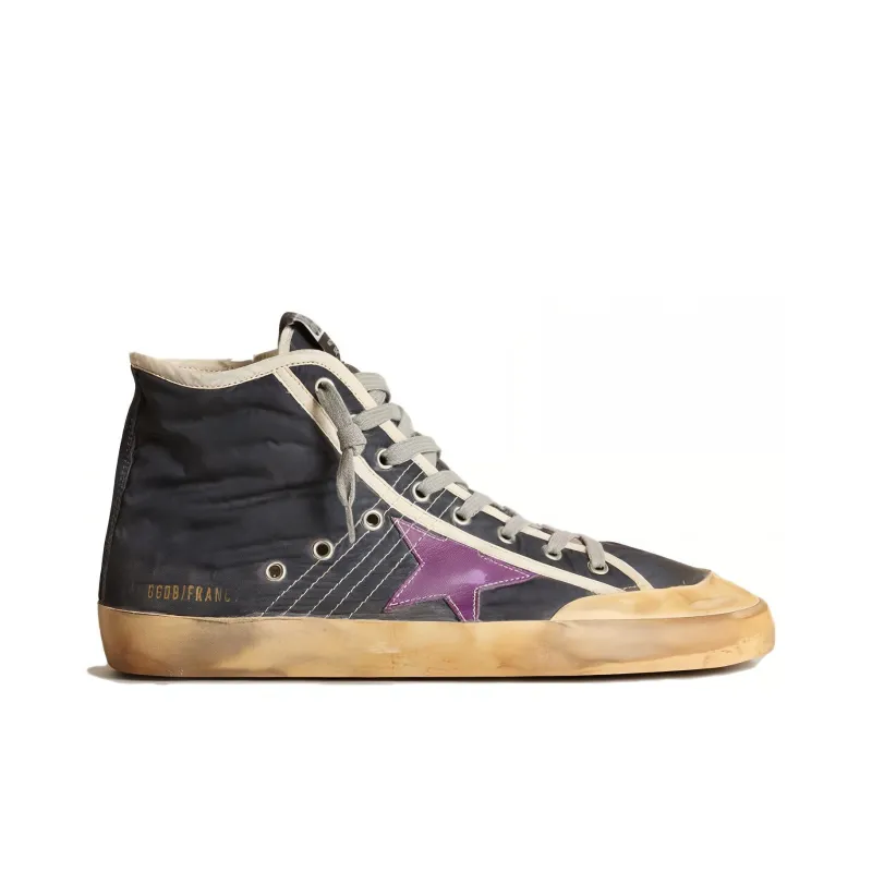 Golden Goose Francy High-Top Skateboard Shoes Men's Blue Vintage Version-1