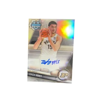Topps 2024 Bowman Zach Edey University Zach Edey Zhou Zihao Signature 241/250 Silver Fold Card Pass Sports Cards 1 Pc