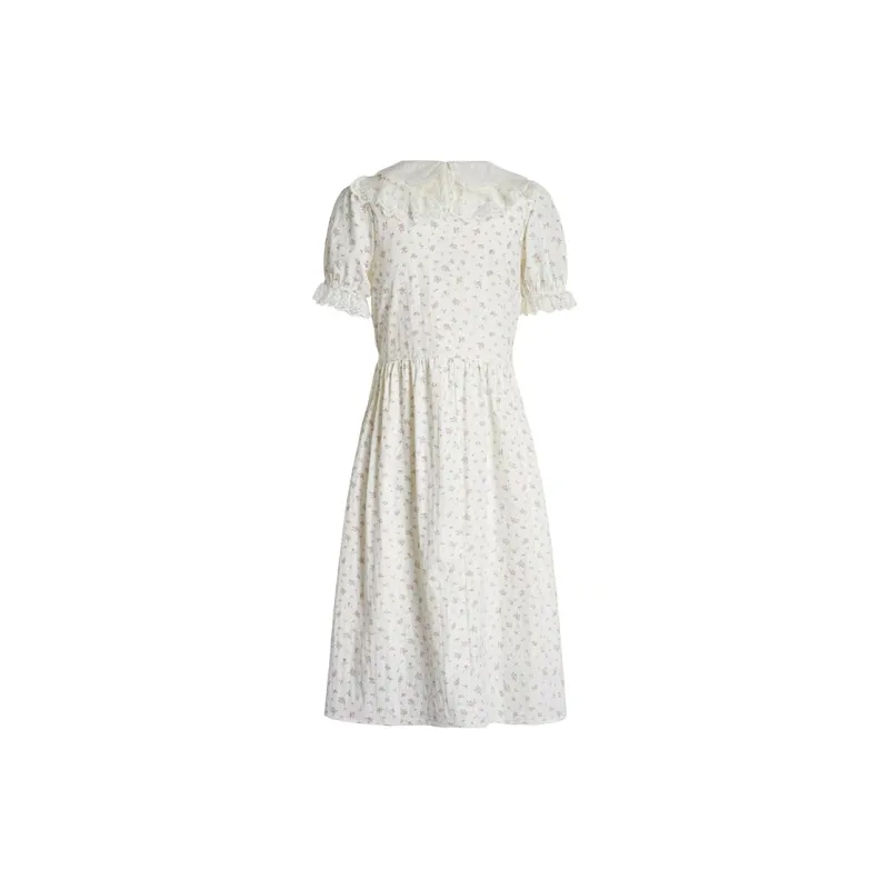 JOSR Short-Sleeved Dresses Women's Yellow Floral Pattern-1