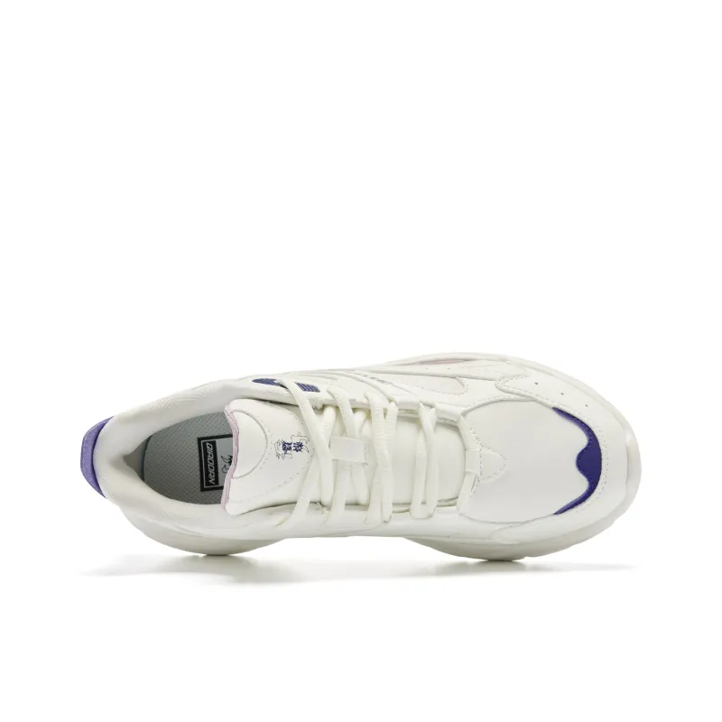QIAODAN Height Increasing Wear-Resistant Lightweight Slip-Resistant Low-Top Casual Shoes Women's Ivory Fine Purple-3