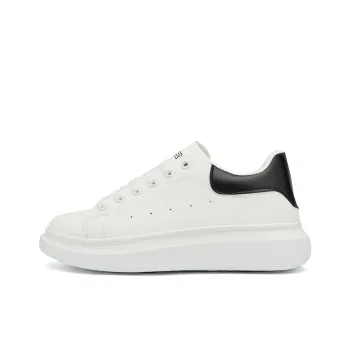 KAISER Slip-Resistant Cushioning Height Increasing Low-Top Skateboard Shoes Unisex White Black Tail