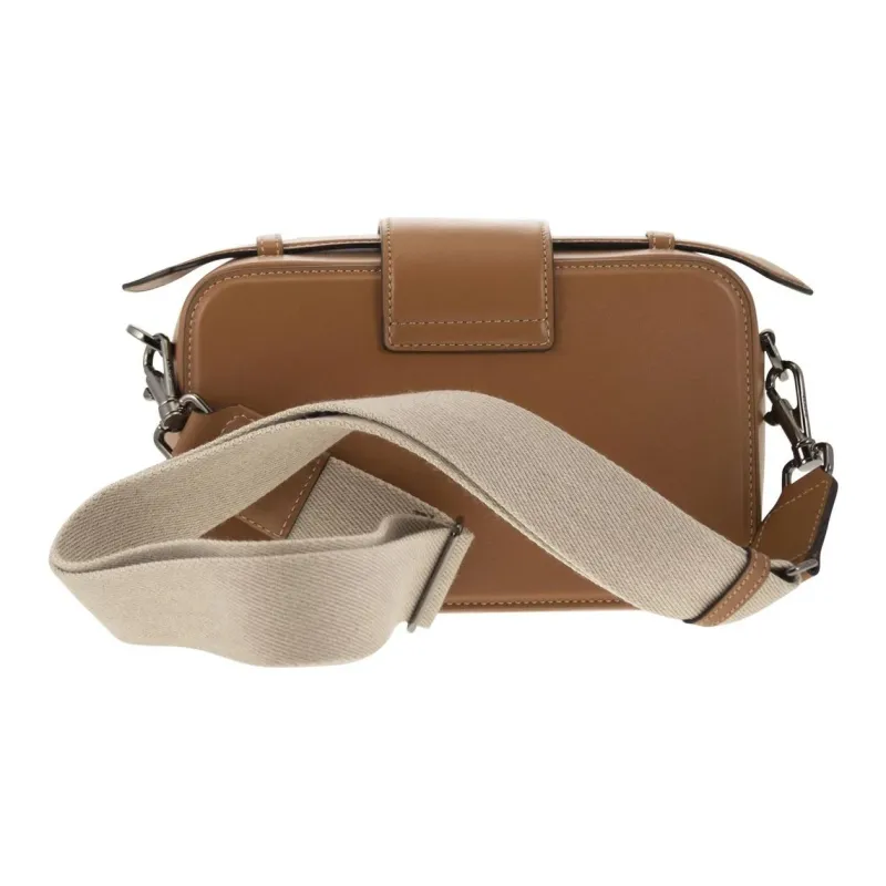 TOD'S Calfskin Camera Bag Shoulder Bag Crossbody Bag Handbag Mini Men's Brown-3