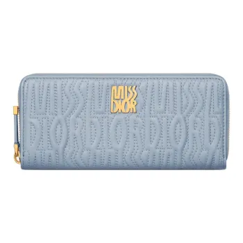 DIOR Lambskin Wallet Women's Blue