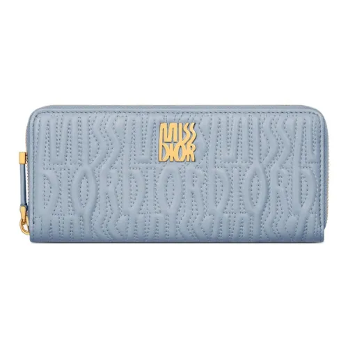 DIOR Lambskin Wallet Women's Blue