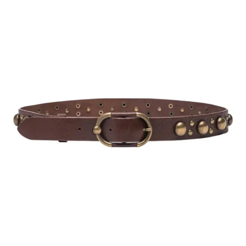 PINKO Whole Fat Fabric Leather Belts Women's Brown -0