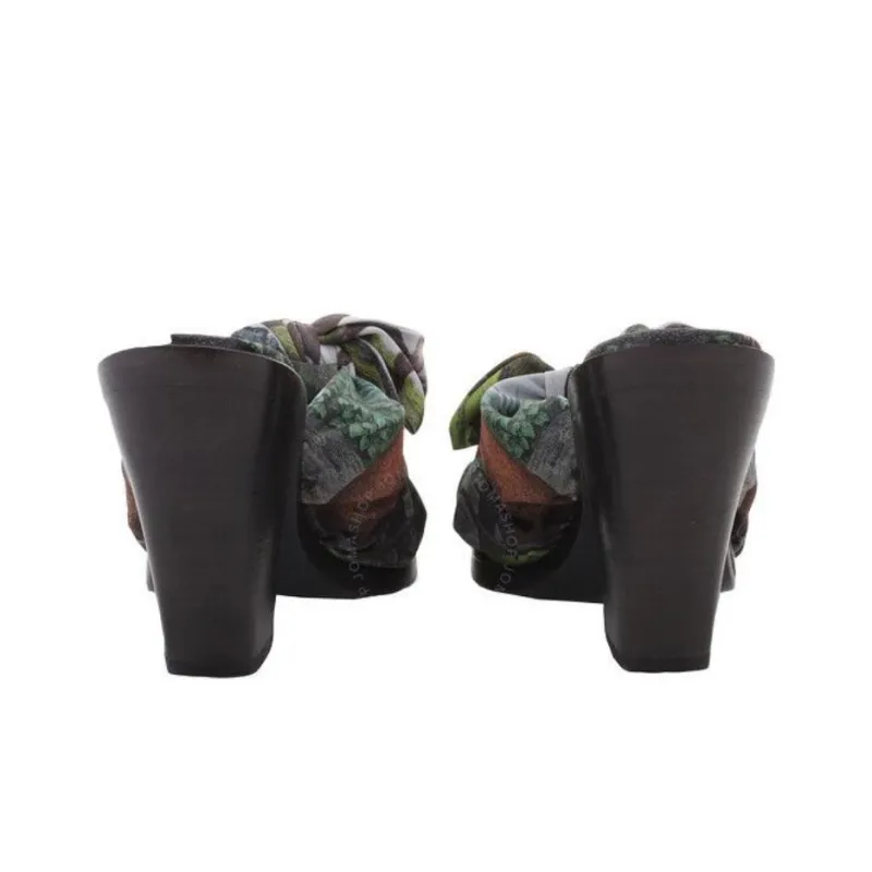 Burberry Closed Toe Slippers 10cm Women's Green-3