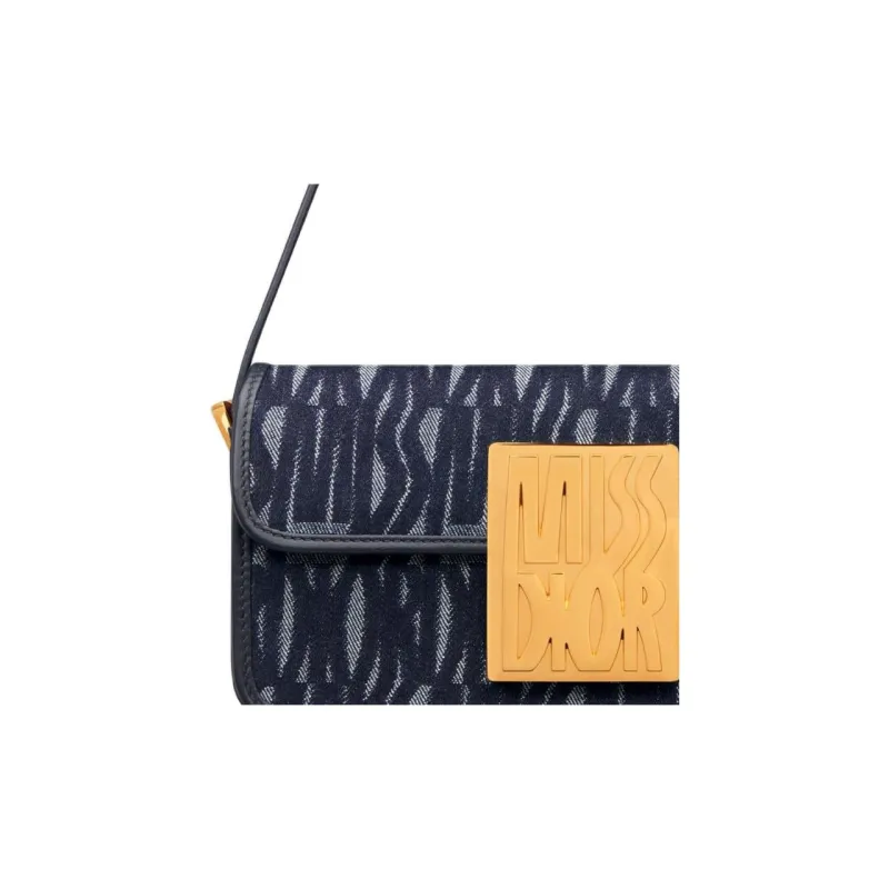 DIOR Miss Dior Denim Handbag Shoulder Bag Women's Dark Blue-3