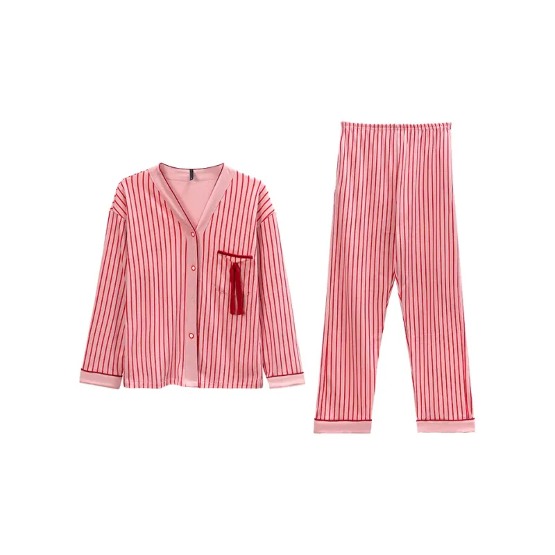 CAIHENGTONG Pajama Set Women's Red-0